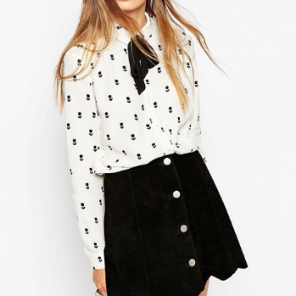 ASOS blouse Mono Ditsy Floral Print - size 10